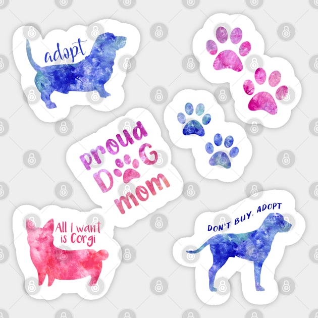 Watercolor set dog stickers dogs set Sticker by WatercolorFun